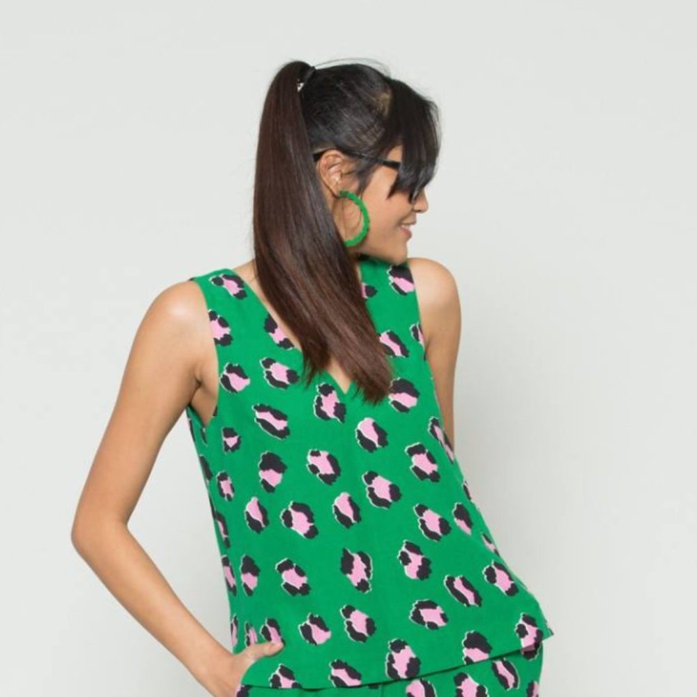 Gorman Green Leopard Print Top Size 6